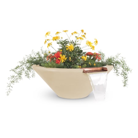 The Outdoor Plus 36 Round Cazo Planter & Water Bowl - GFRC Concrete - Vanilla - OPT-36RPW-VAN